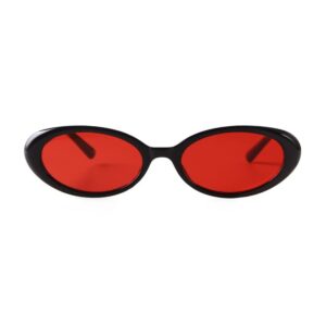 retro oval sunglasses with red tinted lens | unisex